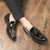 Men's brown patent tassel on top penny slip on dress shoe 04