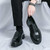 Men's black croc skin pattern penny slip on dress shoe 02