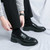 Men's black croc skin pattern penny slip on dress shoe 04