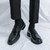 Men's black croc skin pattern penny slip on dress shoe 07