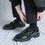 Men's black check pattern tassel penny slip on dress shoe 04
