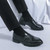 Men's black croc skin pattern monk strap slip on dress shoe 06