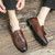 Men's brown croc pattern top tassel penny slip on dress shoe 02