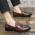 Men's brown croc pattern top tassel penny slip on dress shoe 03