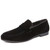 Men's black nubuck penny strap slip on dress shoe 01
