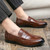 Men's brown penny strap slip on dress shoe 03