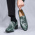 Men's green retro snake skin pattern penny slip on dress shoe 06
