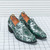 Men's green retro snake skin pattern penny slip on dress shoe 09