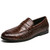 Men's brown retro croc skin pattern penny slip on dress shoe 01