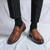 Men's brown retro croc skin pattern penny slip on dress shoe 06