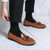 Men's orange retro croc skin pattern tassel slip on dress shoe 04