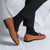 Men's orange retro croc skin pattern tassel slip on dress shoe 05