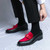 Men's black red bow on top slip on dress shoe 08