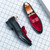 Men's black red bow on top slip on dress shoe 09
