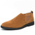Men's brown plain nubuck stretch entry slip on dress shoe 01