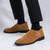 Men's brown plain nubuck stretch entry slip on dress shoe 06