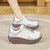 Women's silver floral lace accents lace up rocker bottom shoe sneaker 05