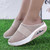 Women's khaki strap panel hollow out slip on rocker bottom shoe mule 02
