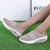 Women's khaki strap panel hollow out slip on rocker bottom shoe mule 04