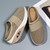 Women's khaki strap panel hollow out slip on rocker bottom shoe mule 08