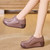 Women's brown sewn accents velcro slip on rocker bottom shoe 04