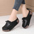Women's black lace tie & tassel on top slip on shoe mule 05