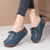 Women's navy lace tie & tassel on top slip on shoe mule 03