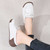 Women's white lace tie & tassel on top slip on shoe mule 02