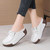 Women's white lace tie & tassel on top slip on shoe mule 04