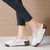 Women's white lace tie & tassel on top slip on shoe mule 07