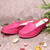 Women's rose red simply plain slip on shoe mule 04