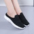 Women's black white stripe pattern texture slip on shoe mule 02