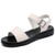 Women's beige plain open toe buckle velcro shoe sandal 01