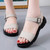 Women's beige plain open toe buckle velcro shoe sandal 03