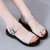 Women's beige plain open toe buckle velcro shoe sandal 04
