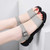 Women's grey plain open toe buckle velcro shoe sandal 07