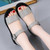 Women's grey plain open toe buckle velcro shoe sandal 09