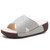 Women's grey plain open toe cross vamp slip on shoe sandal 01