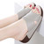 Women's grey plain open toe cross vamp slip on shoe sandal 02
