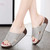 Women's grey plain open toe cross vamp slip on shoe sandal 03