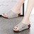Women's grey plain open toe cross vamp slip on shoe sandal 05