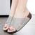 Women's grey plain open toe cross vamp slip on shoe sandal 08