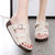 Women's beige open toe cut out buckle velcro slip on shoe sandal 06