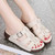 Women's beige open toe cut out buckle velcro slip on shoe sandal 09