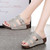 Women's grey open toe cut out buckle velcro slip on shoe sandal 02