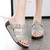 Women's grey open toe cut out buckle velcro slip on shoe sandal 06