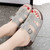 Women's grey open toe cut out buckle velcro slip on shoe sandal 08