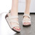 Women's beige open toe cut out buckle velcro slip on shoe sandal 03