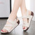 Women's beige open toe cut out buckle velcro slip on shoe sandal 04