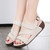 Women's beige open toe cut out buckle velcro slip on shoe sandal 05
